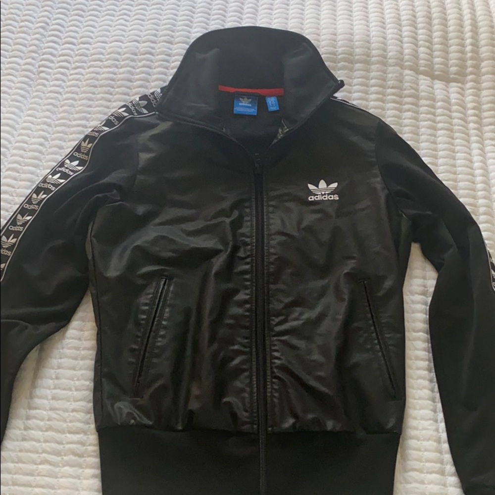 Adidas Womens XS Berlin Track Jacket Faux Leather